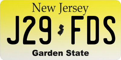 NJ license plate J29FDS