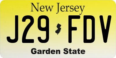 NJ license plate J29FDV