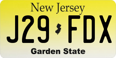 NJ license plate J29FDX