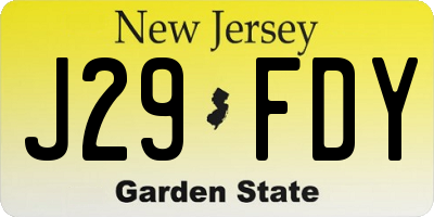 NJ license plate J29FDY