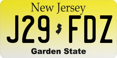 NJ license plate J29FDZ