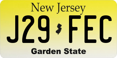 NJ license plate J29FEC