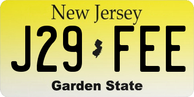 NJ license plate J29FEE