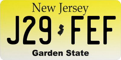 NJ license plate J29FEF