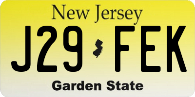 NJ license plate J29FEK