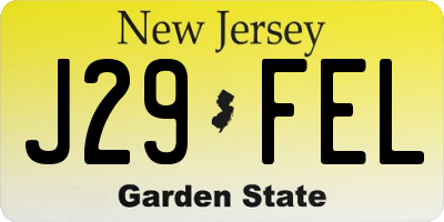 NJ license plate J29FEL