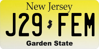 NJ license plate J29FEM