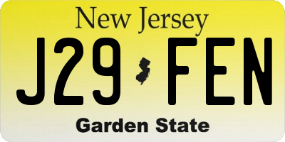 NJ license plate J29FEN
