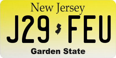 NJ license plate J29FEU