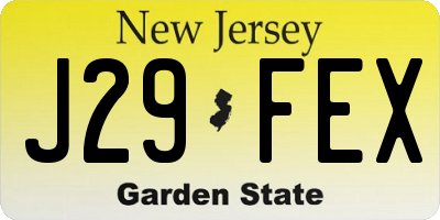 NJ license plate J29FEX