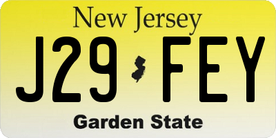 NJ license plate J29FEY