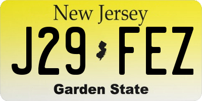 NJ license plate J29FEZ