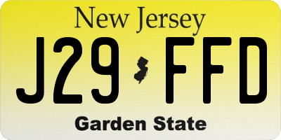 NJ license plate J29FFD