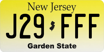NJ license plate J29FFF
