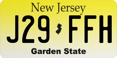 NJ license plate J29FFH