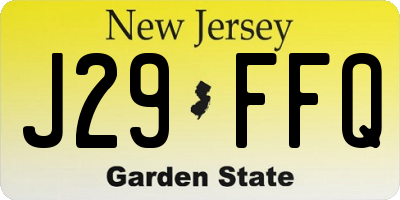 NJ license plate J29FFQ