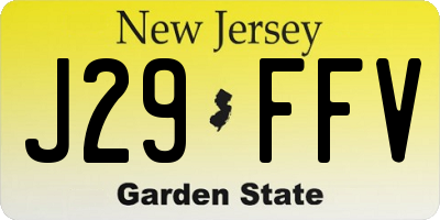 NJ license plate J29FFV