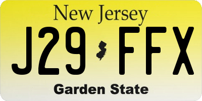 NJ license plate J29FFX