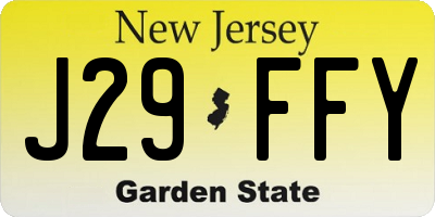 NJ license plate J29FFY