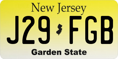 NJ license plate J29FGB