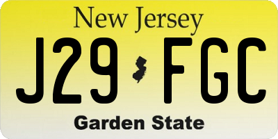 NJ license plate J29FGC