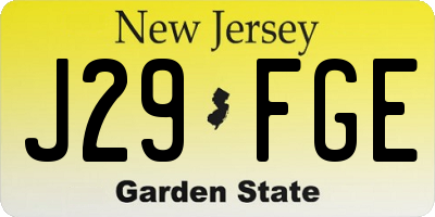 NJ license plate J29FGE