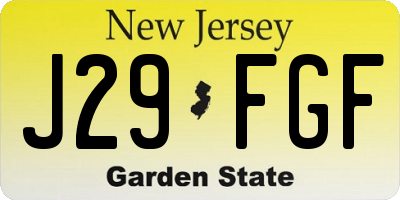 NJ license plate J29FGF