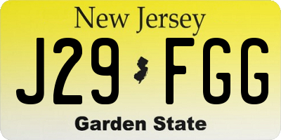 NJ license plate J29FGG