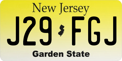 NJ license plate J29FGJ