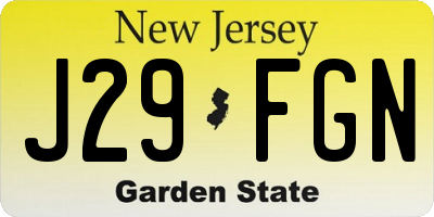 NJ license plate J29FGN