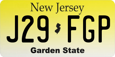 NJ license plate J29FGP