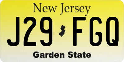 NJ license plate J29FGQ