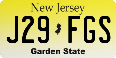 NJ license plate J29FGS