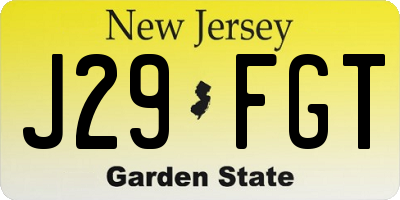 NJ license plate J29FGT