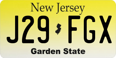NJ license plate J29FGX