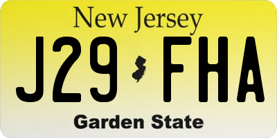 NJ license plate J29FHA