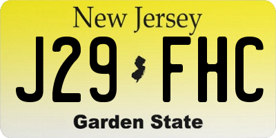 NJ license plate J29FHC