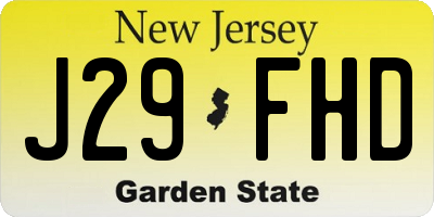 NJ license plate J29FHD