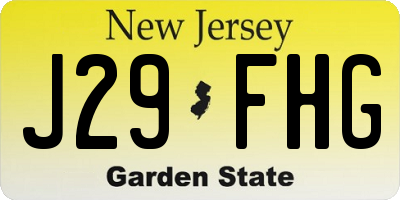 NJ license plate J29FHG