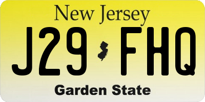 NJ license plate J29FHQ
