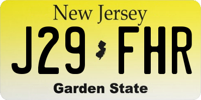 NJ license plate J29FHR