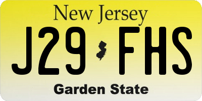 NJ license plate J29FHS