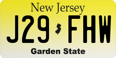 NJ license plate J29FHW