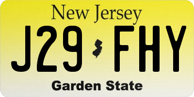 NJ license plate J29FHY