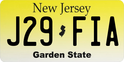 NJ license plate J29FIA