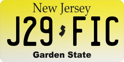 NJ license plate J29FIC