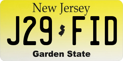 NJ license plate J29FID