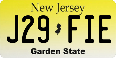 NJ license plate J29FIE