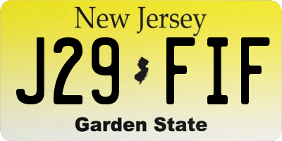 NJ license plate J29FIF