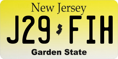 NJ license plate J29FIH